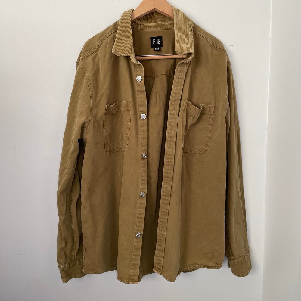 BDG Urban Outfitters XL Tan Utility Overshirt Shacket 100% Cotton Workwear